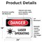 Signmission Radiation & Laser Sign, 18 in H x 24 in W, Vinyl Decal, Rectangle OS-2PACK-DS-D-1824-L-1412 - alternate 5